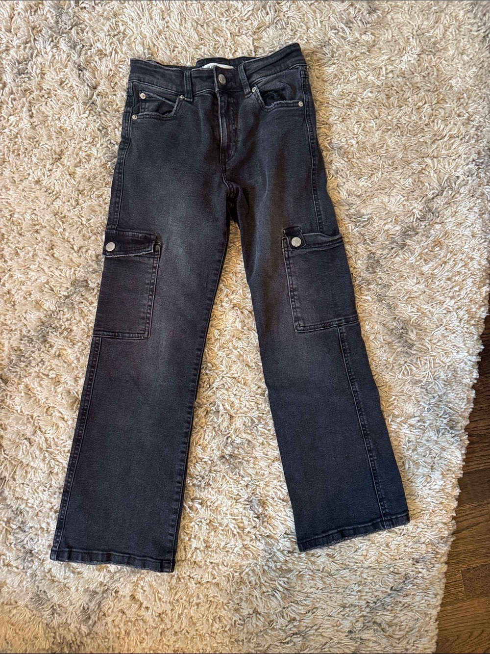 Zara Kids Black Washed Cargo Jeans
